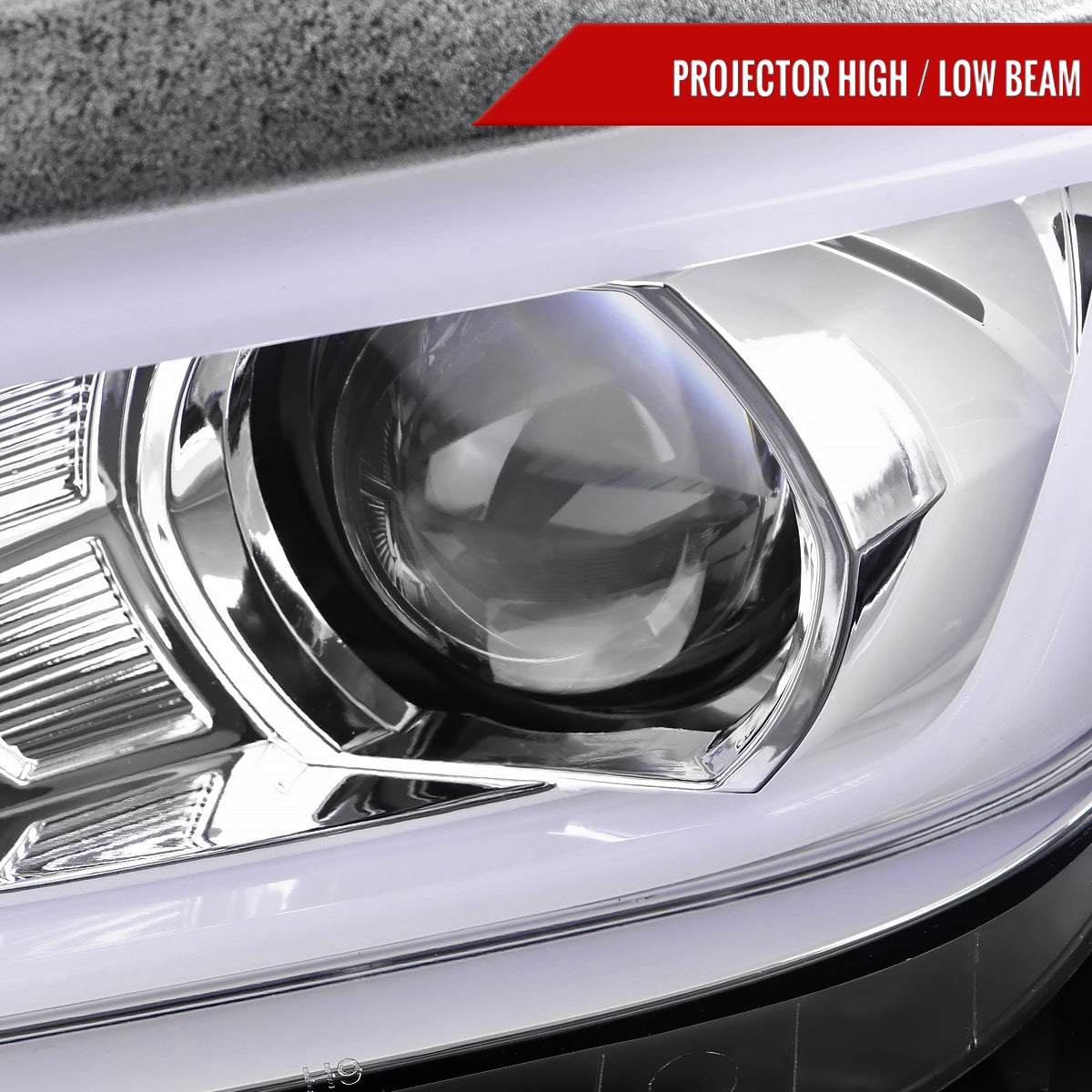 2014-2015 Chevrolet Camaro LED Strip Projector Headlights w/ Sequential Turn Signal Lights (Chrome Housing/Clear Lens)
