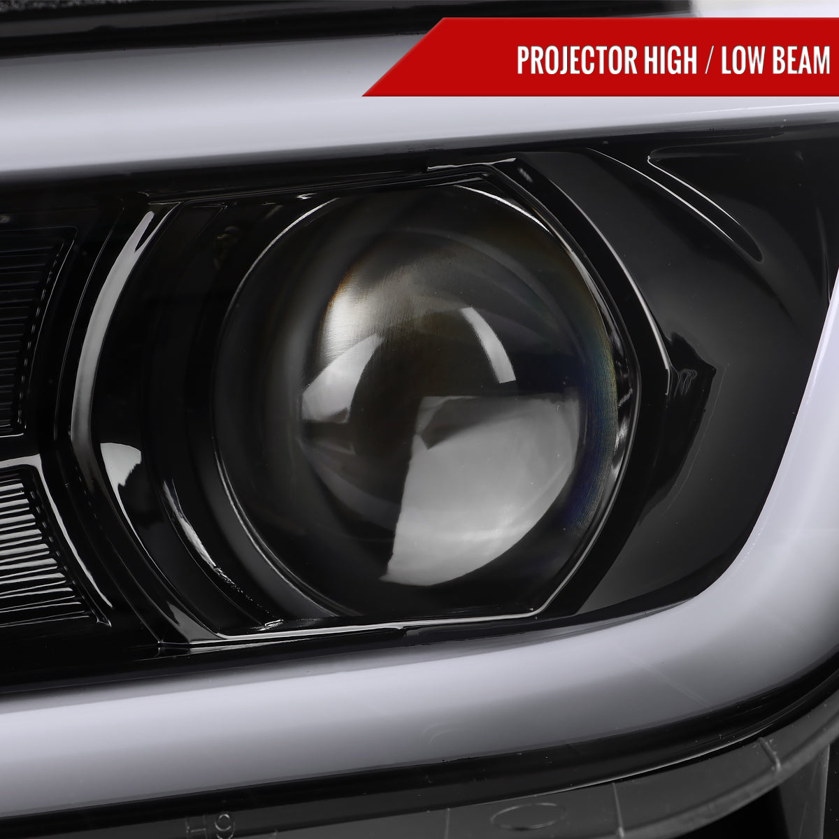 2014-2015 Chevrolet Camaro LED Strip Projector Headlights w/ Sequential Turn Signal Lights (Glossy Black Housing/Clear Lens)