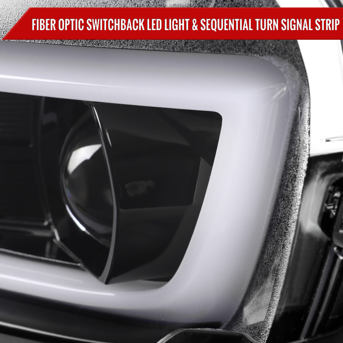 2014-2015 Chevrolet Camaro LED Strip Projector Headlights w/ Sequential Turn Signal Lights (Glossy Black Housing/Clear Lens)