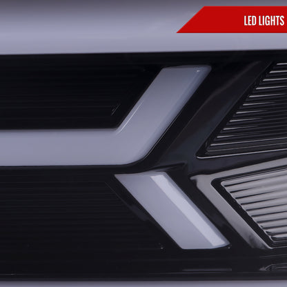 2014-2015 Chevrolet Camaro LED Strip Projector Headlights w/ Sequential Turn Signal Lights (Glossy Black Housing/Smoked Lens)