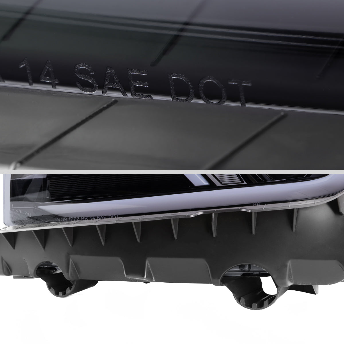 2014-2015 Chevrolet Camaro LED Strip Projector Headlights w/ Sequential Turn Signal Lights (Glossy Black Housing/Smoked Lens)
