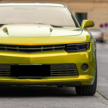 2014-2015 Chevrolet Camaro LED Strip Projector Headlights w/ Sequential Turn Signal Lights (Glossy Black Housing/Smoked Lens)