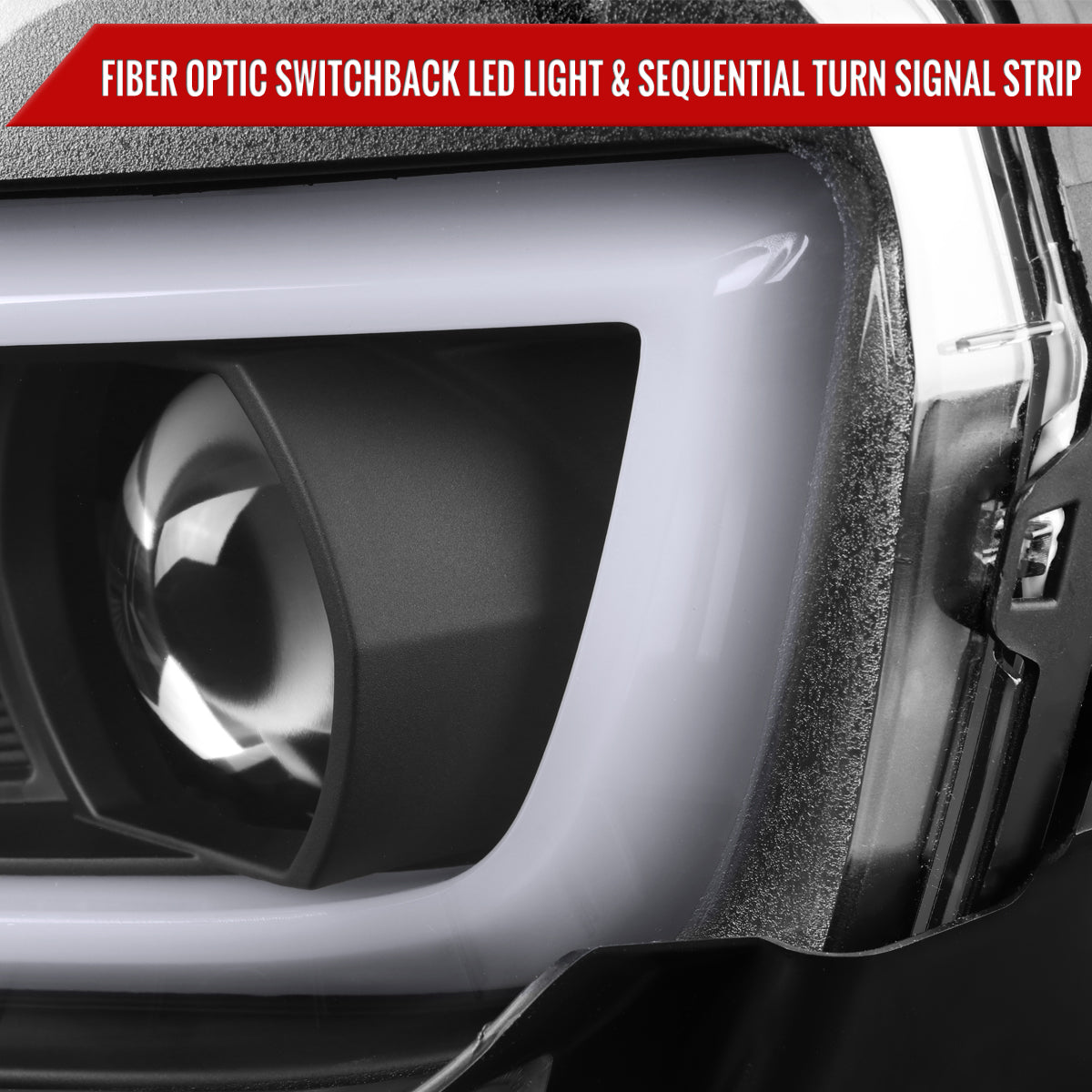 2014-2015 Chevrolet Camaro LED Strip Projector Headlights w/ Sequential Turn Signal Lights (Matte Black Housing/Clear Lens)