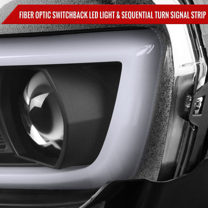 2014-2015 Chevrolet Camaro LED Strip Projector Headlights w/ Sequential Turn Signal Lights (Matte Black Housing/Clear Lens)