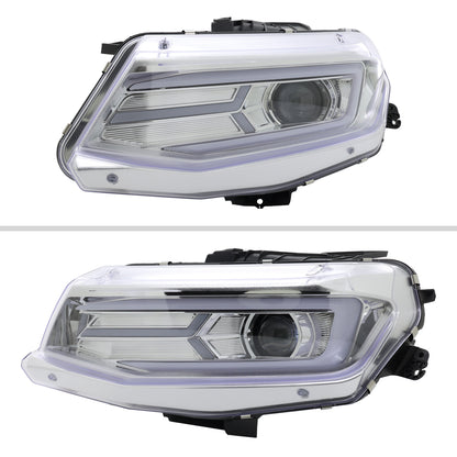 2016-2018 Chevrolet Camaro LED Strip Projector Headlights w/ Sequential Turn Signal Lights (Chrome Housing/Clear Lens)