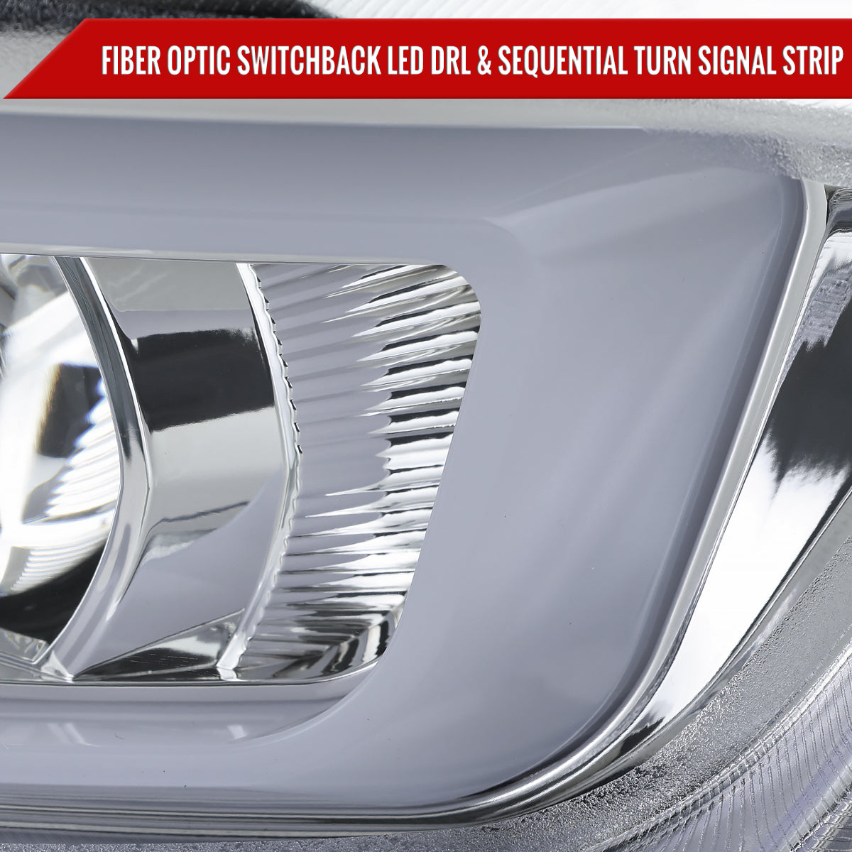 2016-2018 Chevrolet Camaro LED Strip Projector Headlights w/ Sequential Turn Signal Lights (Chrome Housing/Clear Lens)