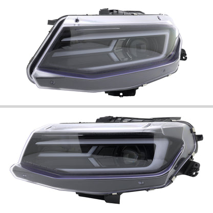 2016-2018 Chevrolet Camaro LED Strip Projector Headlights w/ Sequential Turn Signal Lights (Glossy Black Housing/Clear Lens)