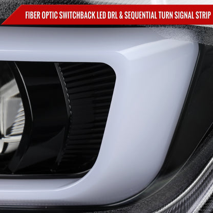 2016-2018 Chevrolet Camaro LED Strip Projector Headlights w/ Sequential Turn Signal Lights (Glossy Black Housing/Clear Lens)