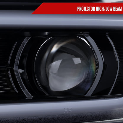 2016-2018 Chevrolet Camaro LED Strip Projector Headlights w/ Sequential Turn Signal Lights (Chrome Housing/Smoked Lens)