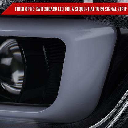 2016-2018 Chevrolet Camaro LED Strip Projector Headlights w/ Sequential Turn Signal Lights (Chrome Housing/Smoked Lens)
