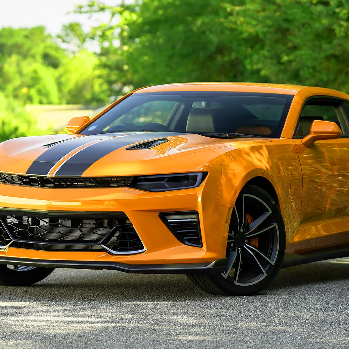 2016-2018 Chevrolet Camaro LED Strip Projector Headlights w/ Sequential Turn Signal Lights (Chrome Housing/Smoked Lens)