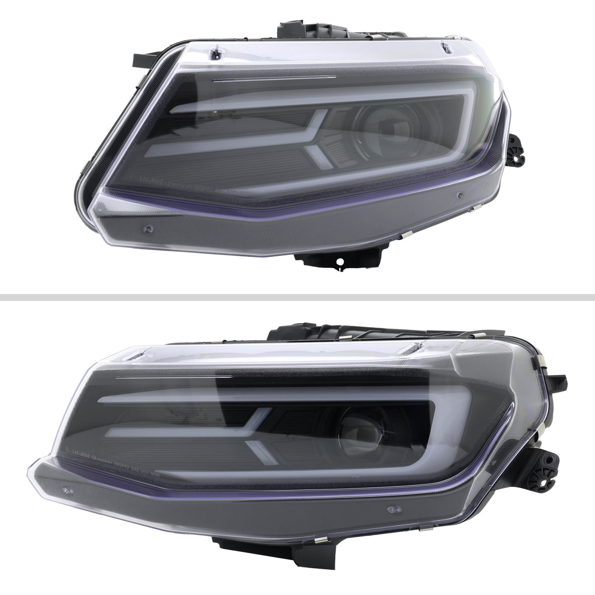 2016-2018 Chevrolet Camaro LED Strip Projector Headlights w/ Sequential Turn Signal Lights (Matte Black Housing/Clear Lens)