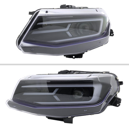 2016-2018 Chevrolet Camaro LED Strip Projector Headlights w/ Sequential Turn Signal Lights (Matte Black Housing/Clear Lens)