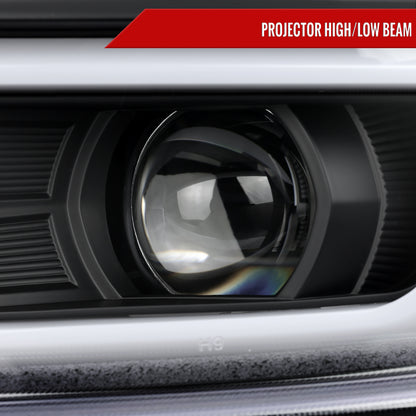 2016-2018 Chevrolet Camaro LED Strip Projector Headlights w/ Sequential Turn Signal Lights (Matte Black Housing/Clear Lens)