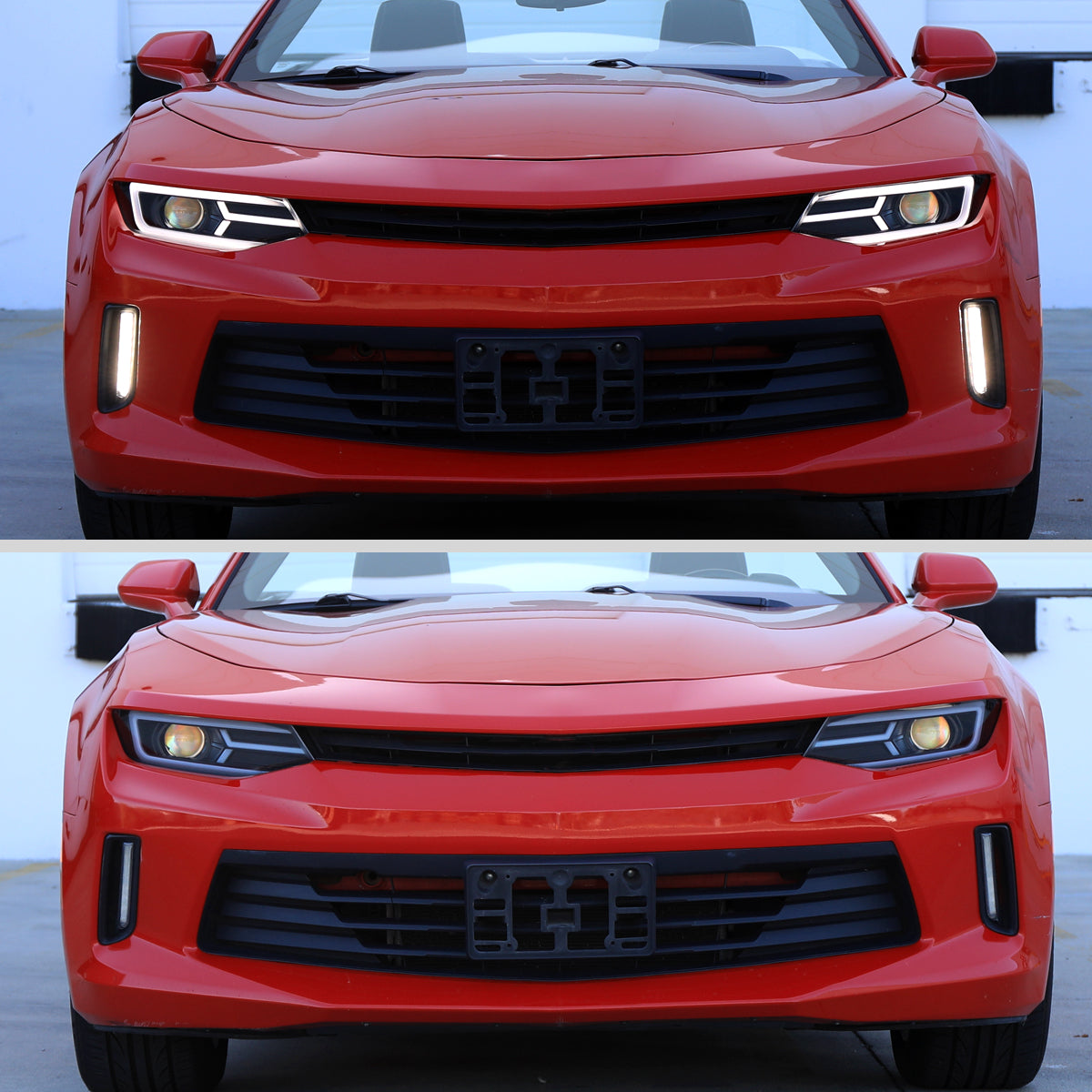 2016-2018 Chevrolet Camaro LED Strip Projector Headlights w/ Sequential Turn Signal Lights (Matte Black Housing/Clear Lens)