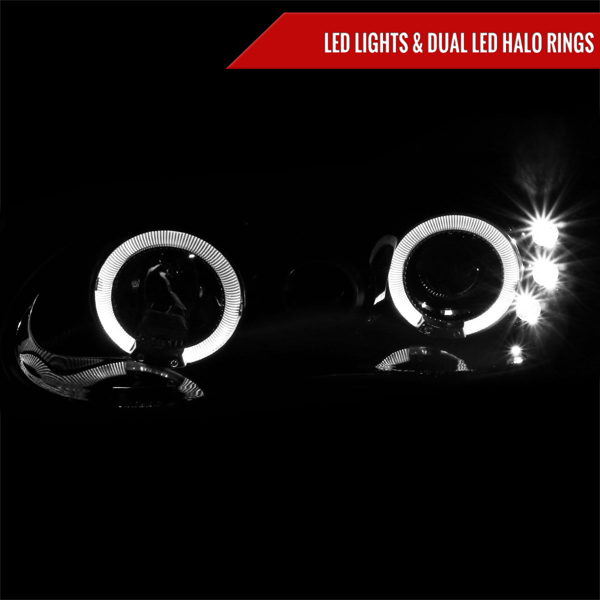 1998-2002 Chevrolet Camaro Dual Halo Projector Headlights (Glossy Black Housing/Smoked Lens)