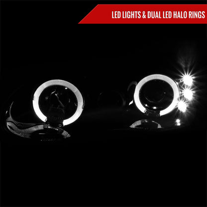 1998-2002 Chevrolet Camaro Dual Halo Projector Headlights (Glossy Black Housing/Smoked Lens)