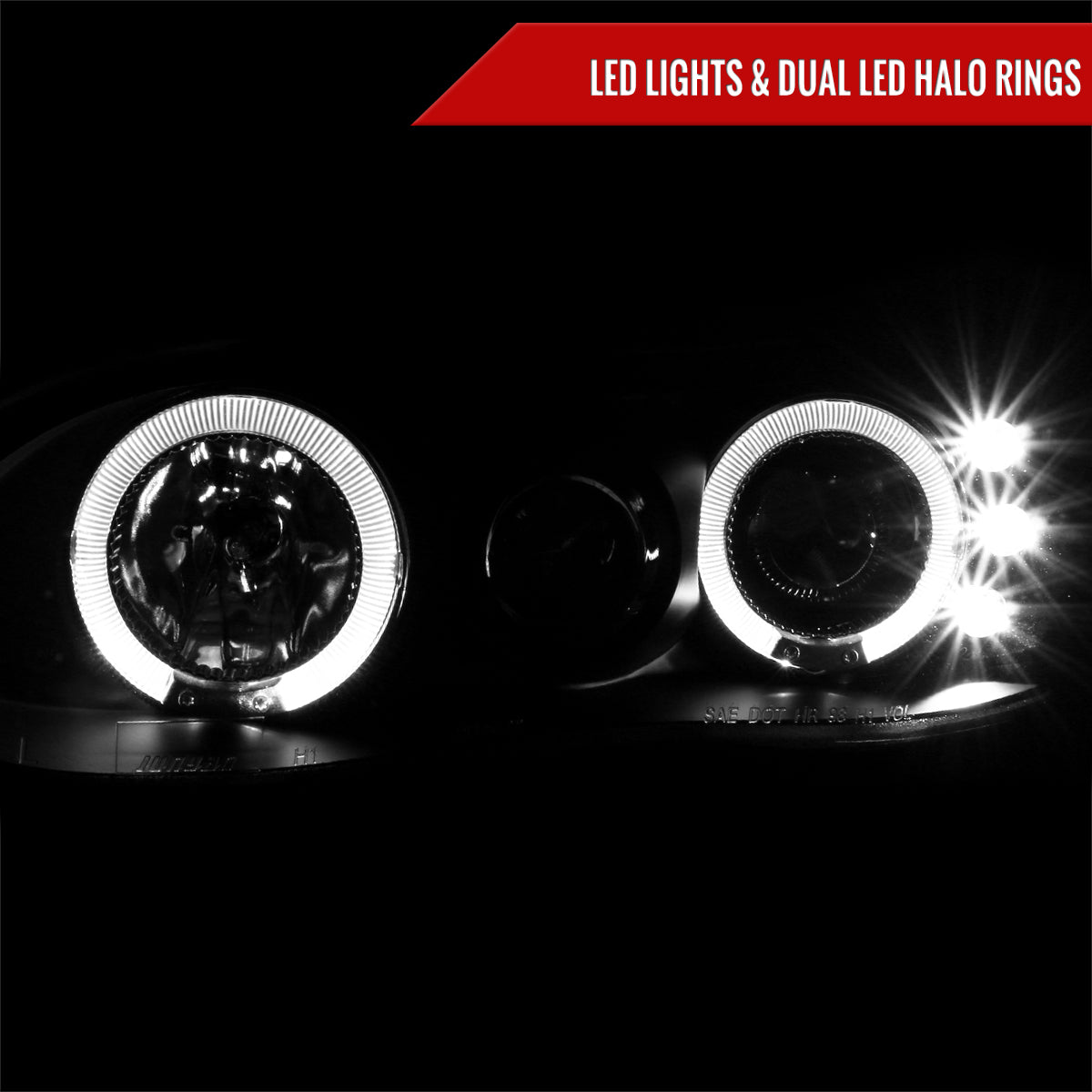 1998-2002 Chevrolet Camaro Dual Halo Projector Headlights (Matte Black Housing/Clear Lens)