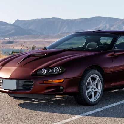 1998-2002 Chevrolet Camaro Dual Halo Projector Headlights (Matte Black Housing/Clear Lens)