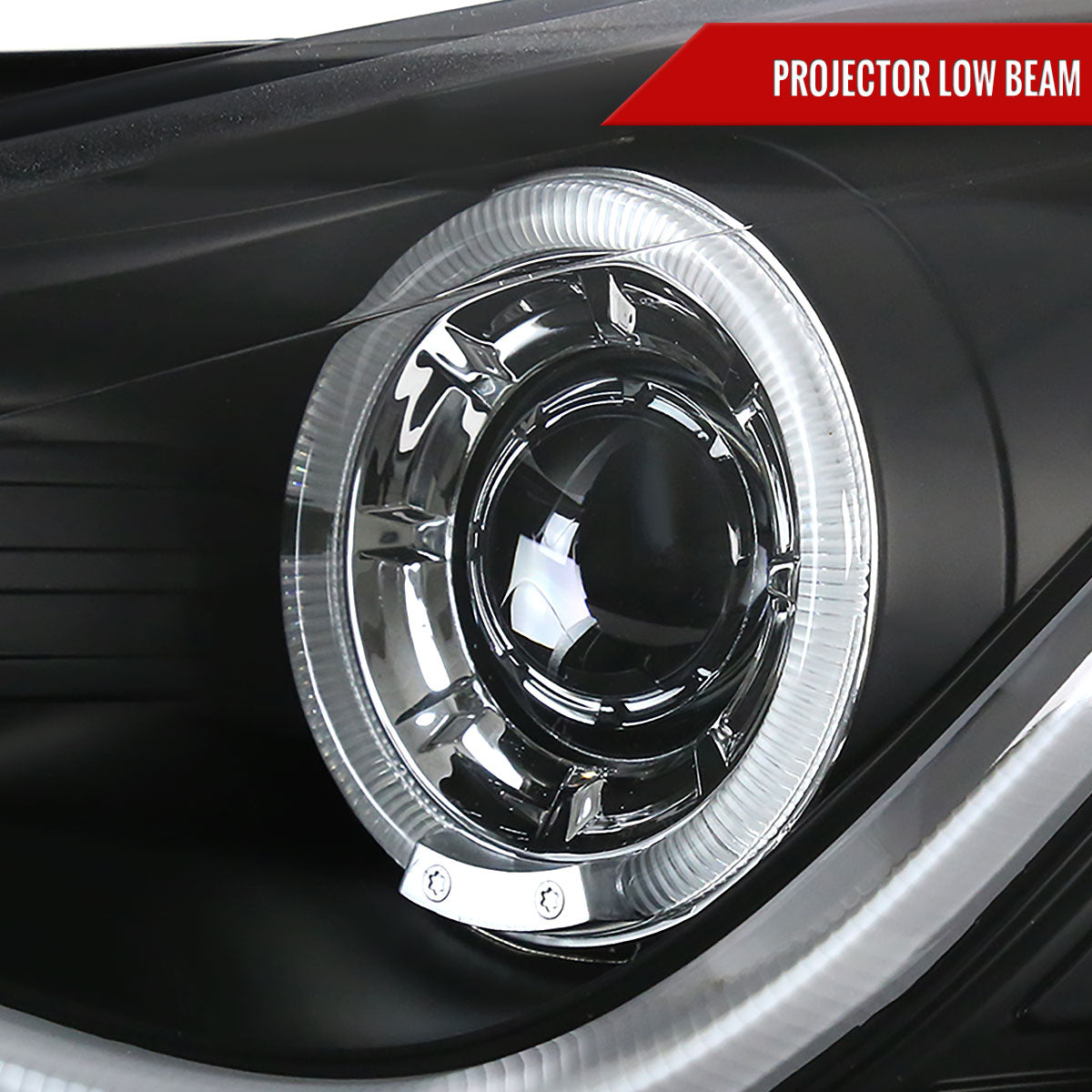 2011-2015 Chevrolet Cruze / 2016 Cruze Limited Halo Projector Headlights w/ LED Light Bar & LED Turn Signal Lights (Matte Black Housing/Clear Lens)