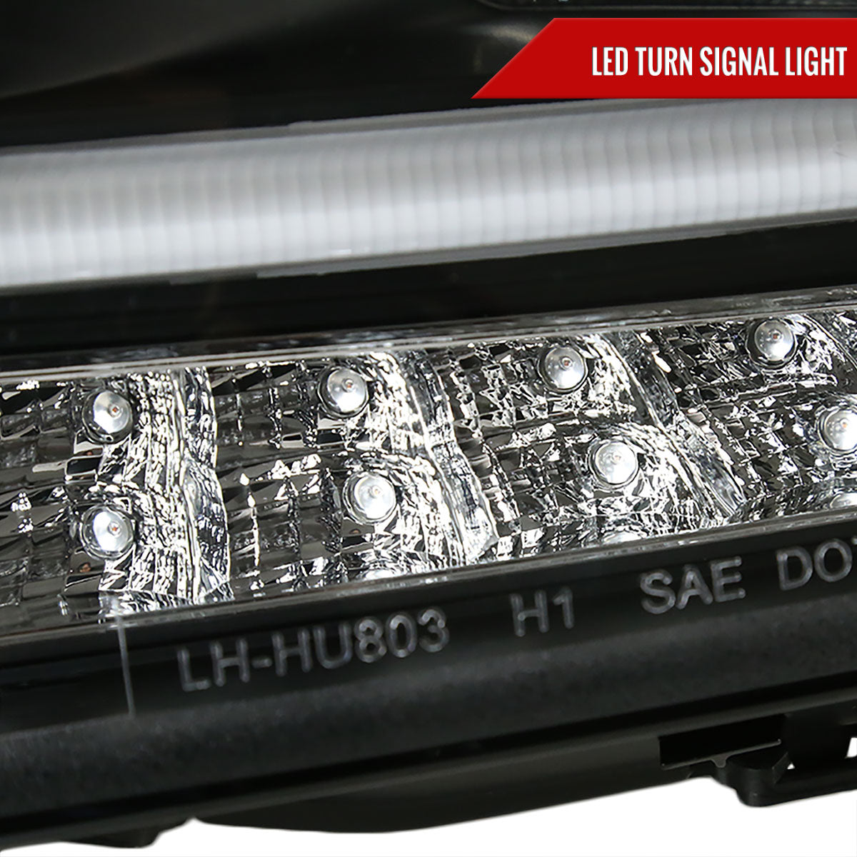 2011-2015 Chevrolet Cruze / 2016 Cruze Limited Halo Projector Headlights w/ LED Light Bar & LED Turn Signal Lights (Matte Black Housing/Clear Lens)