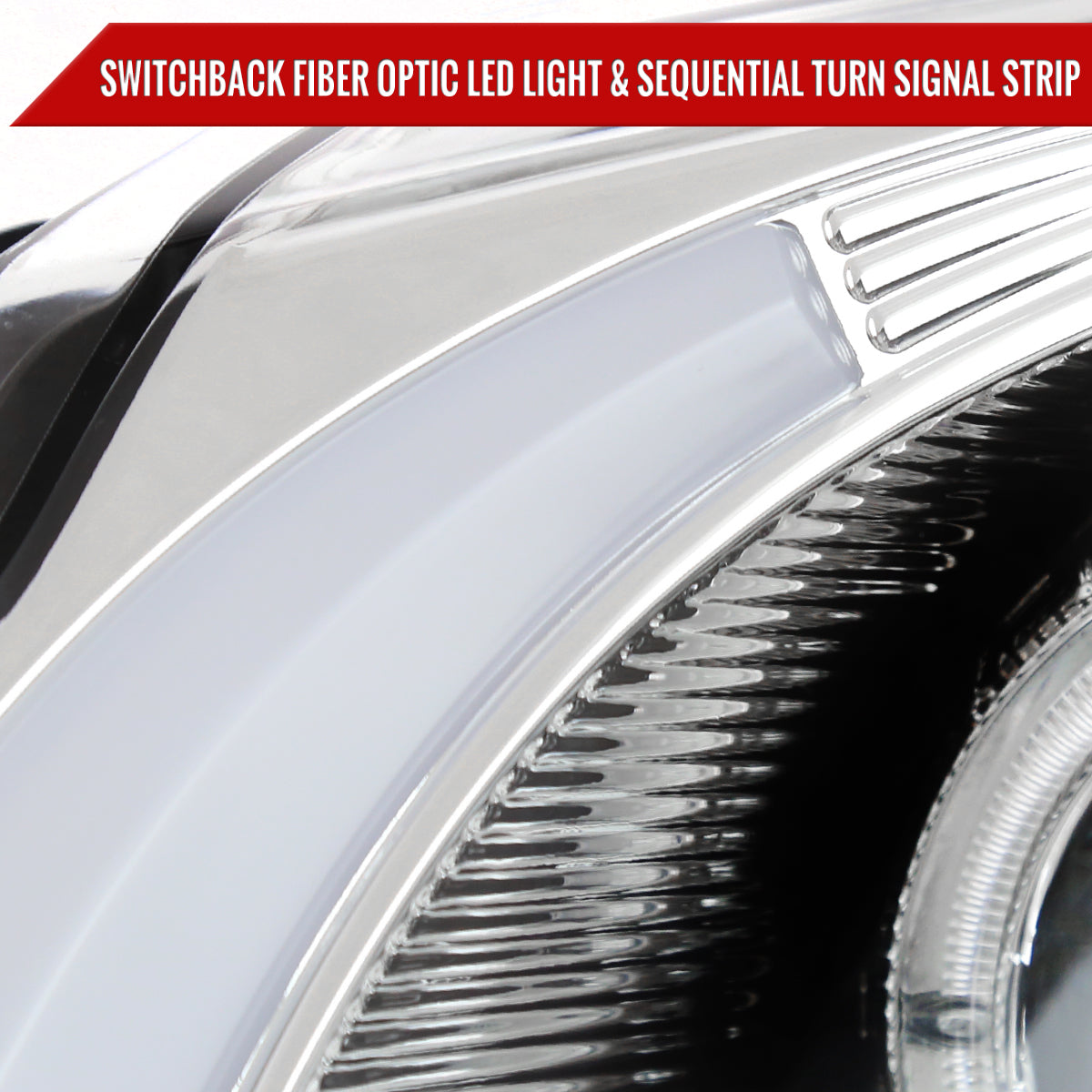2003-2007 Cadillac CTS Halo Switchback Sequential LED Turn Signal Projector Headlights (Chrome Housing/Clear Lens)