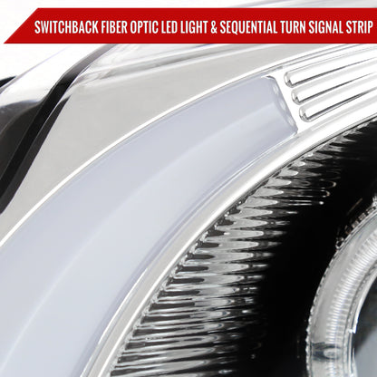 2003-2007 Cadillac CTS Halo Switchback Sequential LED Turn Signal Projector Headlights (Chrome Housing/Clear Lens)