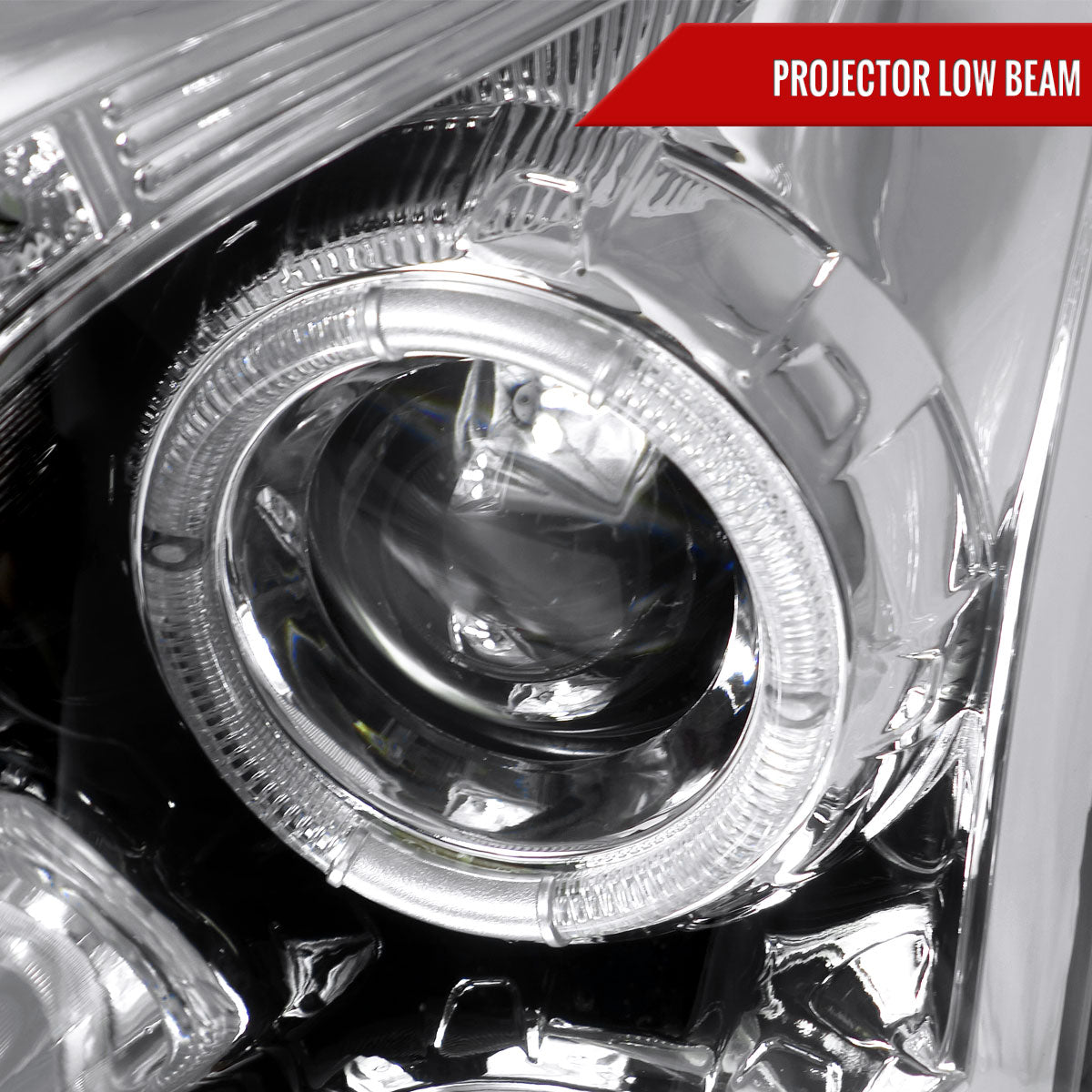 2003-2007 Cadillac CTS Halo Projector Headlights w/ SMD LED Light Strip (Chrome Housing/Clear Lens)