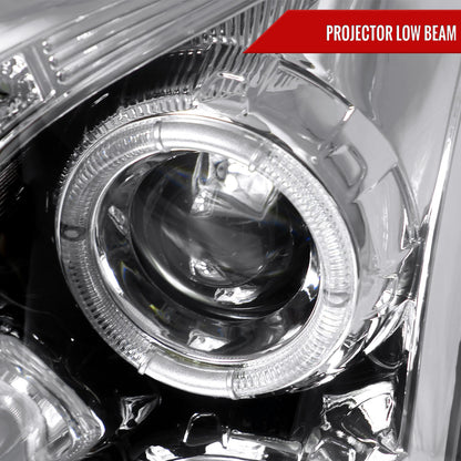 2003-2007 Cadillac CTS Halo Projector Headlights w/ SMD LED Light Strip (Chrome Housing/Clear Lens)