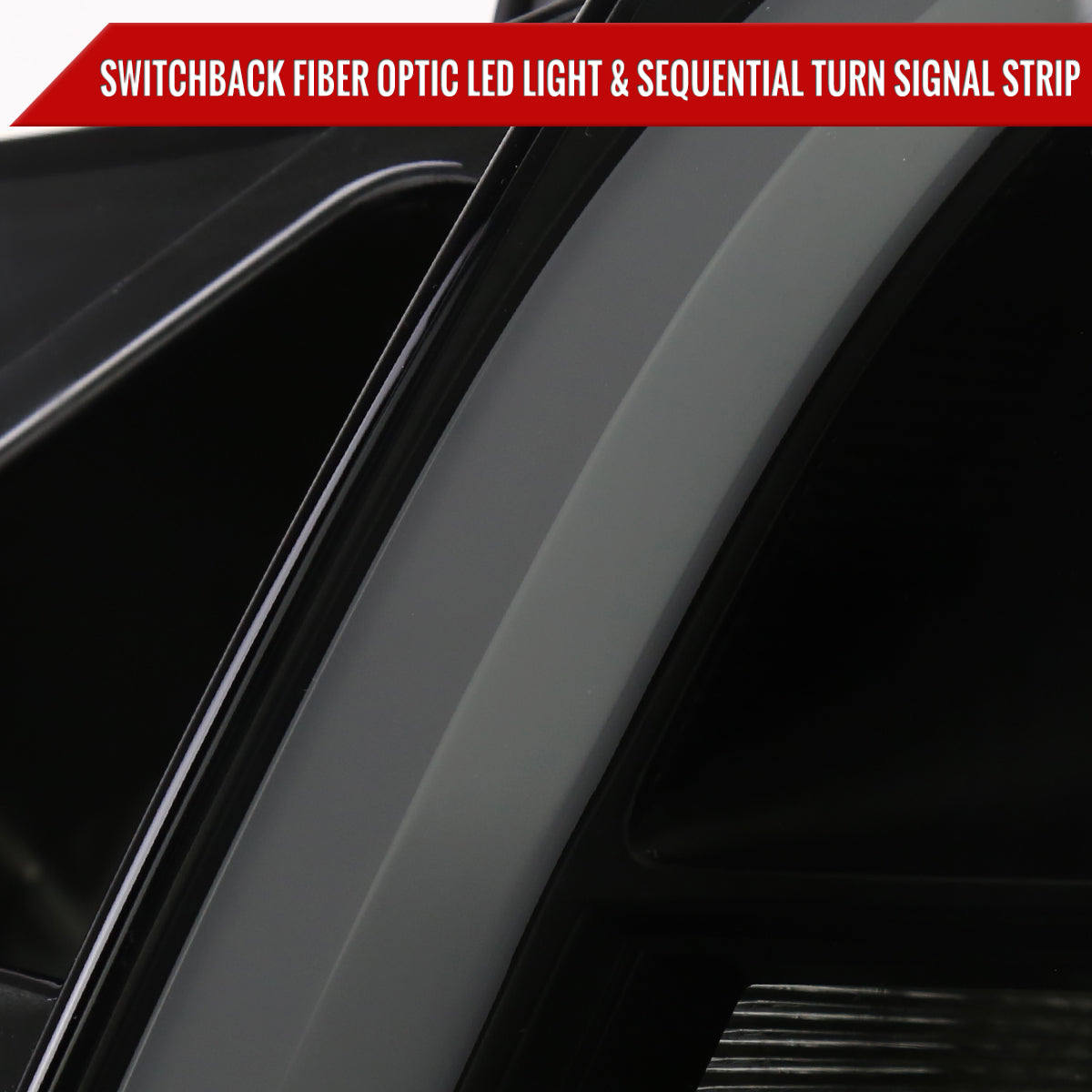 2003-2007 Cadillac CTS Halo Switchback Sequential LED Turn Signal Projector Headlights (Matte Black Housing/Smoked Lens)