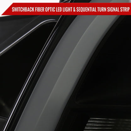 2003-2007 Cadillac CTS Halo Switchback Sequential LED Turn Signal Projector Headlights (Matte Black Housing/Smoked Lens)