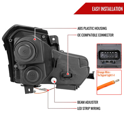 2003-2007 Cadillac CTS Halo Switchback Sequential LED Turn Signal Projector Headlights (Matte Black Housing/Smoked Lens)