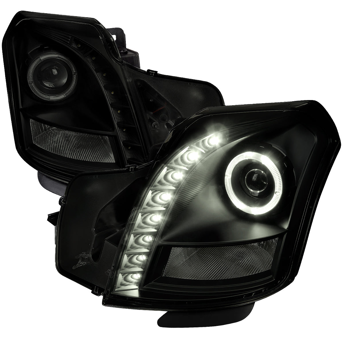2003-2007 Cadillac CTS Halo Projector Headlights (Black Housing/Smoked Lens)