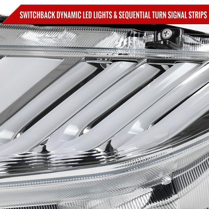 2016-2021 Honda Civic Projector Headlights w/ LED Switchback Sequential Turn Signal (Chrome Housing/Clear Lens)