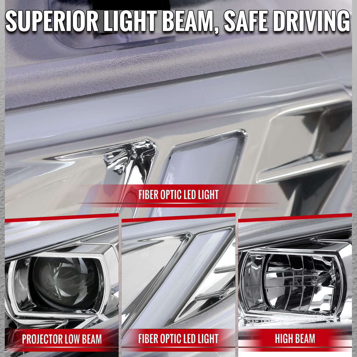 2016-2021 Honda Civic Projector Headlights w/ Switchback LED Sequential Turn Signals DRL Parking Light Strip (Chrome Housing  / Clear Lens)