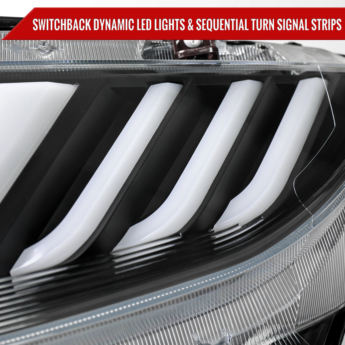 2016-2021 Honda Civic Projector Headlights w/ LED Switchback Sequential Turn Signal (Matte Black Housing/Clear Lens)