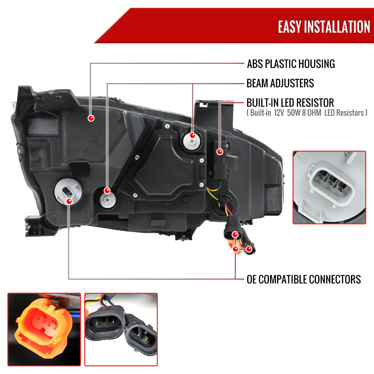 2016-2021 Honda Civic Projector Headlights w/ LED Switchback Sequential Turn Signal (Matte Black Housing/Clear Lens)