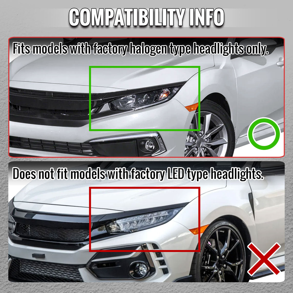 2016-2021 Honda Civic Projector Headlights w/ Switchback LED Sequential Turn Signals DRL Parking Light Strip (Matte Black Housing  / Clear Lens)