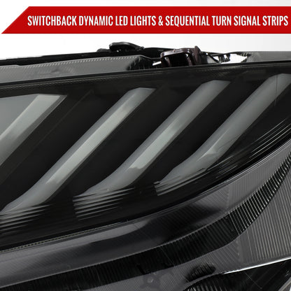 2016-2021 Honda Civic Projector Headlights w/ LED Switchback Sequential Turn Signal (Matte Black Housing/Smoked Lens)
