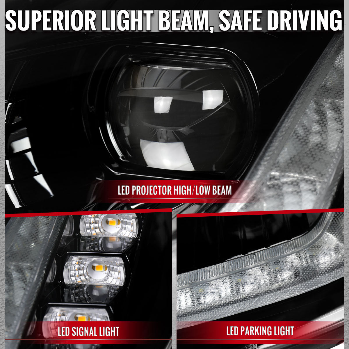 2005-2013 Chevrolet Corvette C6 Projector Headlights w/ Sequential LED Turn Signal and Park Lights with Startup Animation (Black Housing / Clear Lens)