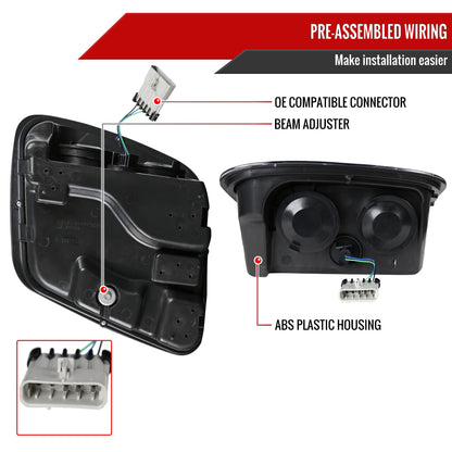 1997-2004 Chevrolet Corvette C5 H7 Projector Headlights (Matte Black Housing/Clear Lens)