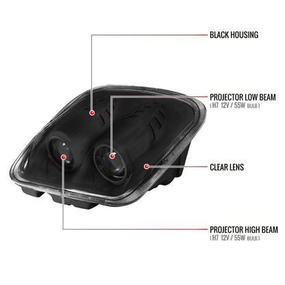 1997-2004 Chevrolet Corvette C5 H7 Projector Headlights (Matte Black Housing/Clear Lens)