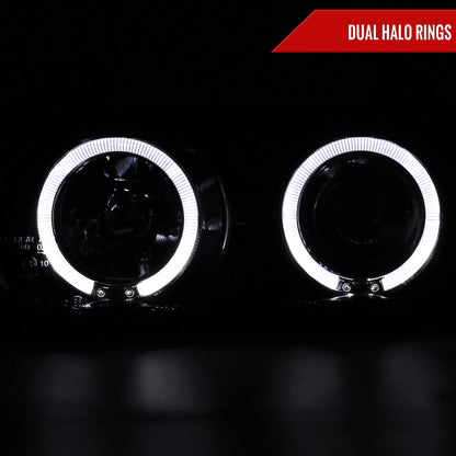 1992-1998 BMW E36 3 Series Coupe/Sedan Dual Halo Projector Headlights (Glossy Black Housing/Smoked Lens)