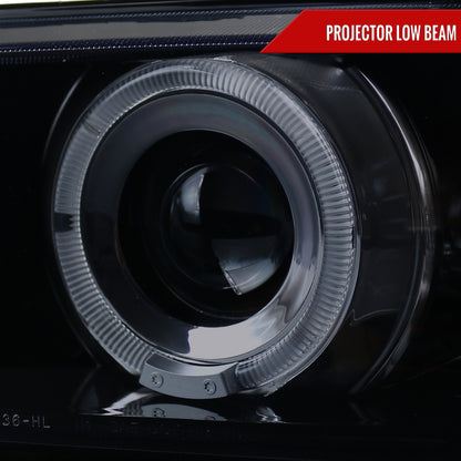 1992-1998 BMW E36 3 Series Coupe/Sedan Dual Halo Projector Headlights (Glossy Black Housing/Smoked Lens)
