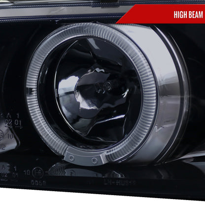 1992-1998 BMW E36 3 Series Coupe/Sedan Dual Halo Projector Headlights (Glossy Black Housing/Smoked Lens)