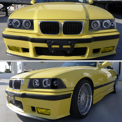 1992-1998 BMW E36 3 Series Coupe/Sedan Dual Halo Projector Headlights (Glossy Black Housing/Smoked Lens)