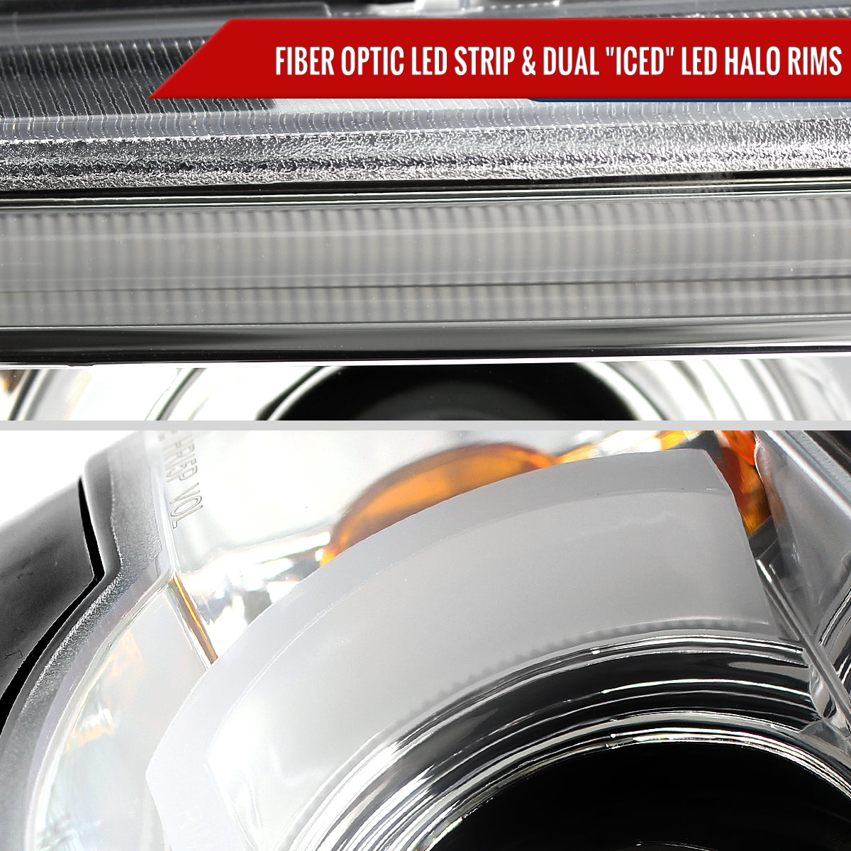 1995-2001 BMW E38 7 Series LED Bar Dual Halo Projector Headlights (Chrome Housing/Clear Lens)