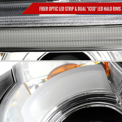 1995-2001 BMW E38 7 Series LED Bar Dual Halo Projector Headlights (Chrome Housing/Clear Lens)