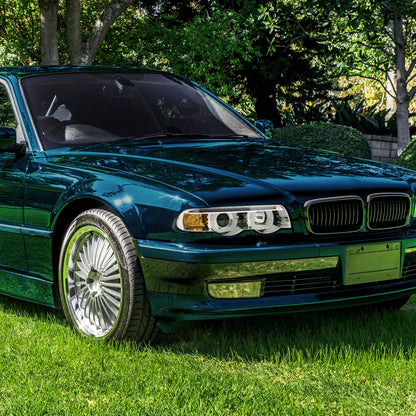 1995-2001 BMW E38 7 Series LED Bar Dual Halo Projector Headlights (Chrome Housing/Clear Lens)