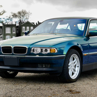 1995-2001 BMW E38 7 Series LED Bar Dual Halo Projector Headlights (Chrome Housing/Clear Lens)